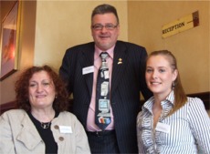 Laurentic Conference 2009 organiser Donnie McNeil pictured with Anne McLaughlin, left, and Sarah McLaughlin of Inishowen Business Services.