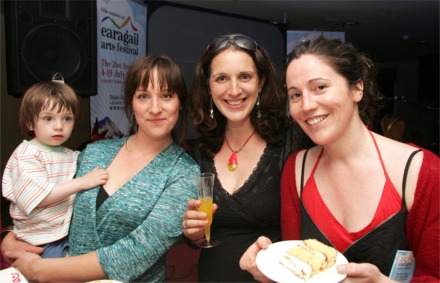 Karen and Lorna McLaughlin from The Henry Girls of Malin, pictured with Sally Murphy Brown, far left, and Rudi Murphy Brown at the launch of the Earagail Arts Festival programme for 2009. Photo: Declan Doherty