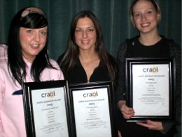 Pictured from left are ICRfm's Susan Logue, Claire McDermott and Marie McDonald with the three awards picked up at the National Community Radio Awards.