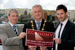 Derry Mayor, Councillor Paul Fleming pictured with Invest Northern Ireland's Leo Donnelly and Paul Doherty of Urban 3D.