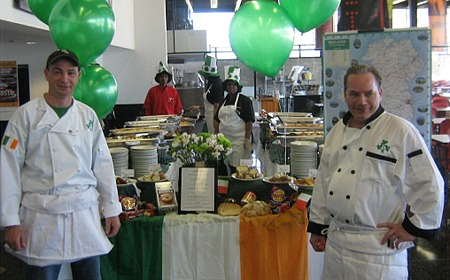 Ian Porter, left, and Gerry Broderick who helped feed students and staff of Illinois Institute of Technology on St Paddy's Day.