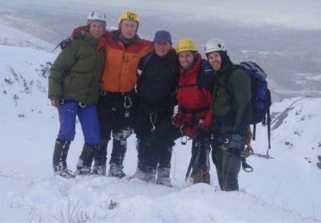 Valli Schafer, Alan Tees, Martin McGuigan, Columba McLaughlin and Emmett Johnston prepare for some unprecedented winter mountaineering in Co Donegal.
