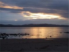 The picturesque Buncrana shore at sunset.