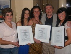 Pictured with Craol secretary Jack Byrne are, from left, ICRfm crew members Mary Kelly; Emma McDermott, Trudy McLaughlin and Susan Logue.