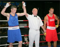 William McLaughlin gets the decision against Ruairi Brennan in Friday's semi-final.