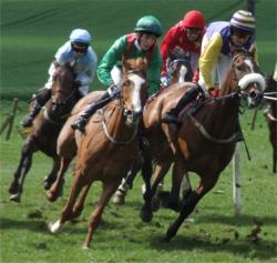 Coming around the turn at Burt Races.