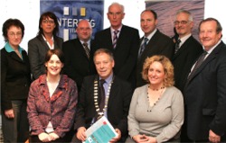 Pictured at the recent ICBAN tourism event in Mullaghamore were back row from left, Rita McNulty; Sile Garrett Haran; Garret McGinty; Patsy Bradley; Peter Thompson; Joe McNulty and Cllr. Patsy Barry. Front row, left to right, are Maura Hegarty; Cathaoirleach of Sligo County Council Seamus Kilgannon and Ainsley McWilliams.