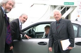 SDLP Limavady Councillors  Michael Coyle, Gerard Mullan and Michael Carten get signatures from ferry passengers as part of the SDLP campaign to save the Magilligan-Greencastle service.