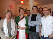 North West Buddhists, L-R, Barbara Griffin, Castlefin, Siobhan Ferguson, Belleek, Niall Maxwell, Tom Whoriskey, Derry. Back, Jeff Kelly and Marie Maes, Derry.